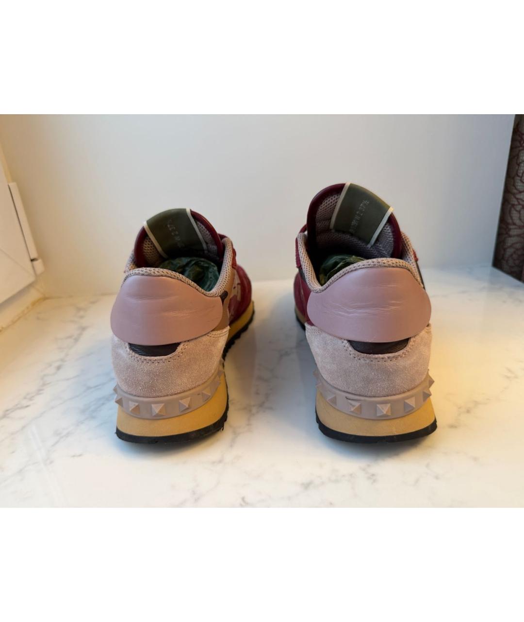 VALENTINO Бордовые замшевые кроссовки, фото 4