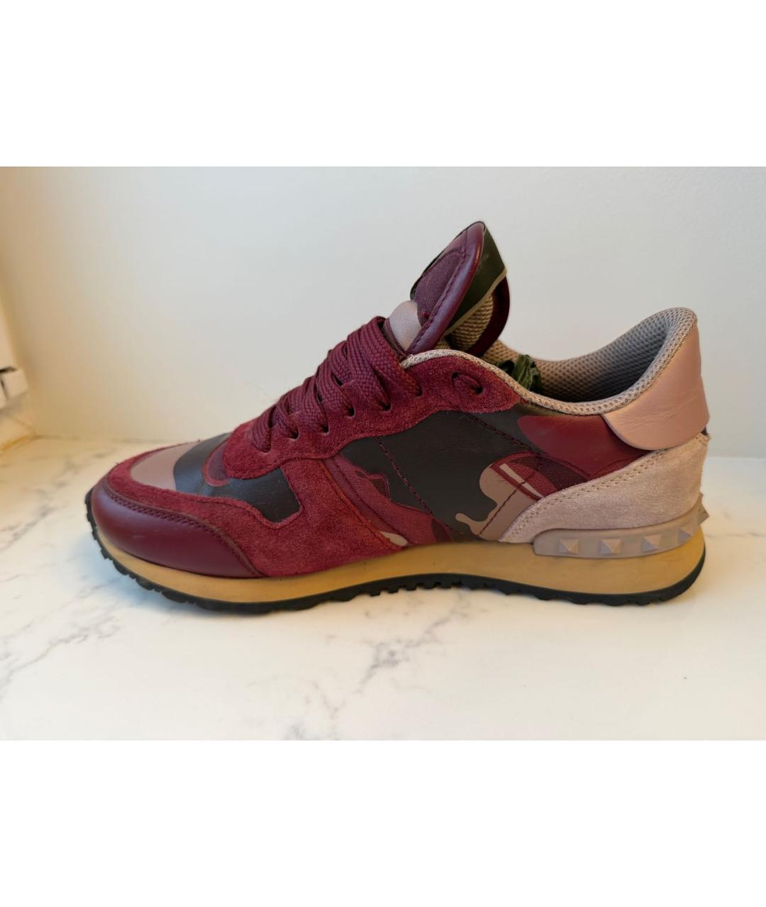 VALENTINO Бордовые замшевые кроссовки, фото 6