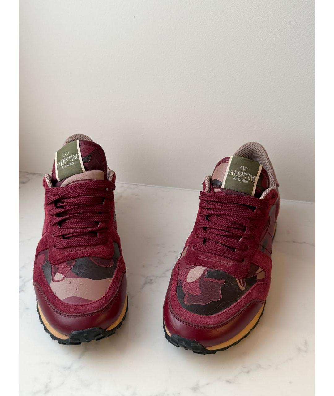 VALENTINO Бордовые замшевые кроссовки, фото 2