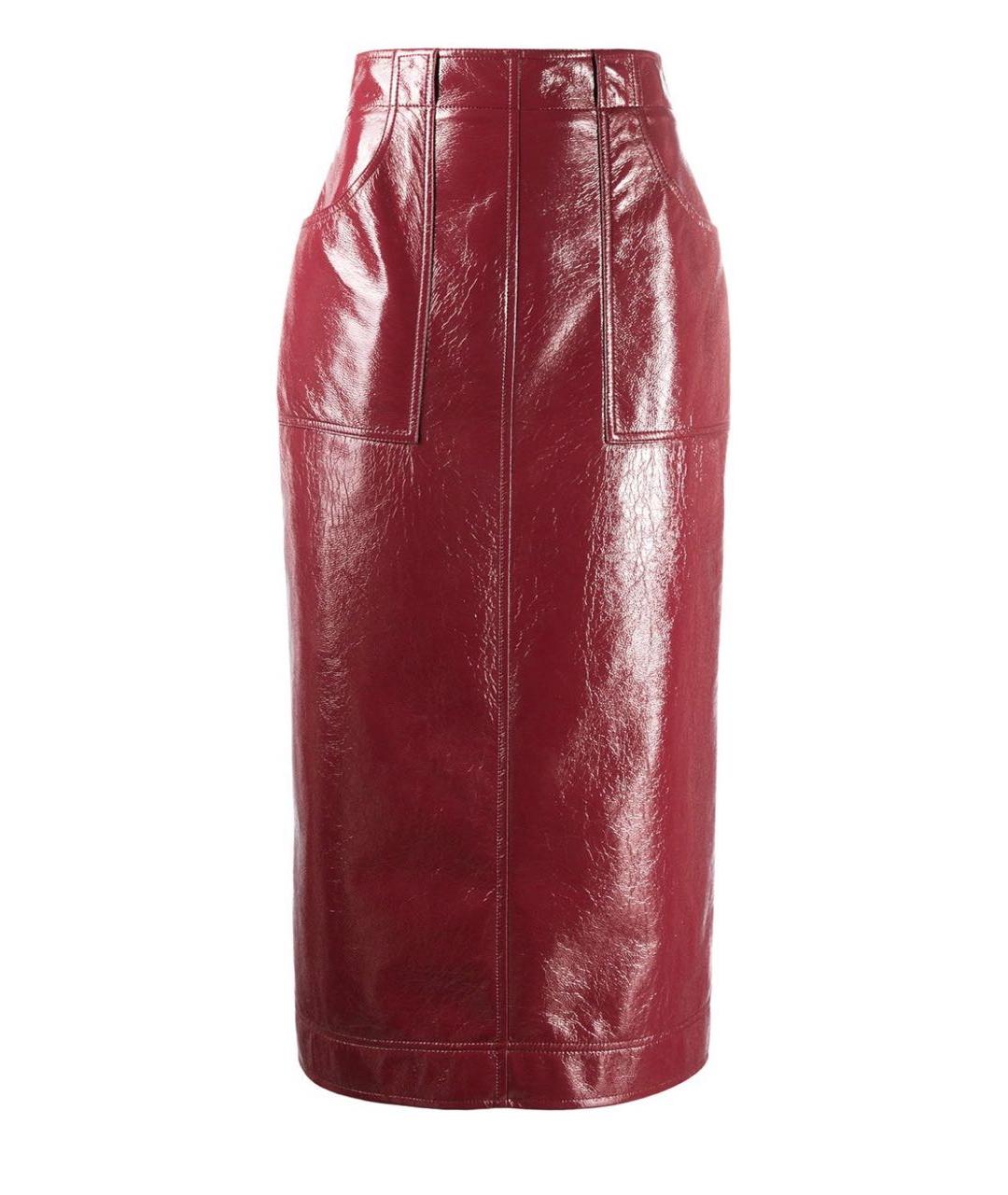 PHILOSOPHY DI LORENZO SERAFINI Бордовая полиуретановая юбка макси, фото 1