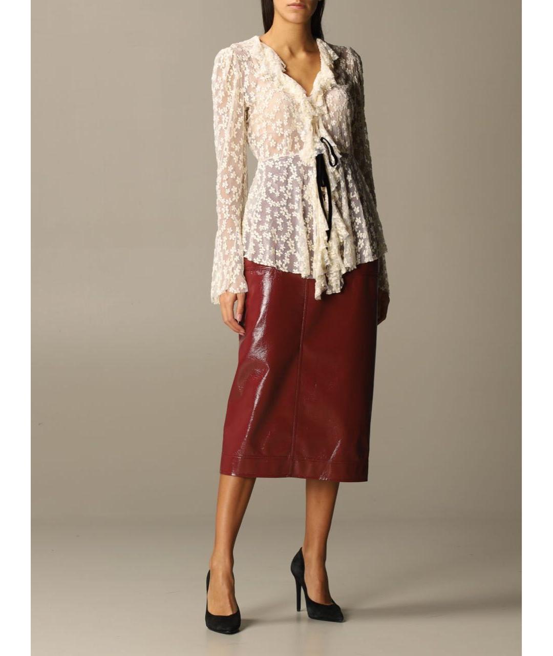 PHILOSOPHY DI LORENZO SERAFINI Бордовая полиуретановая юбка макси, фото 2