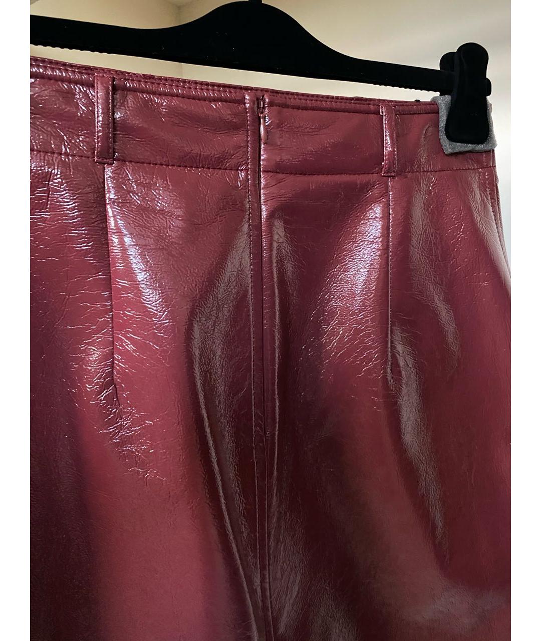 PHILOSOPHY DI LORENZO SERAFINI Бордовая полиуретановая юбка макси, фото 8