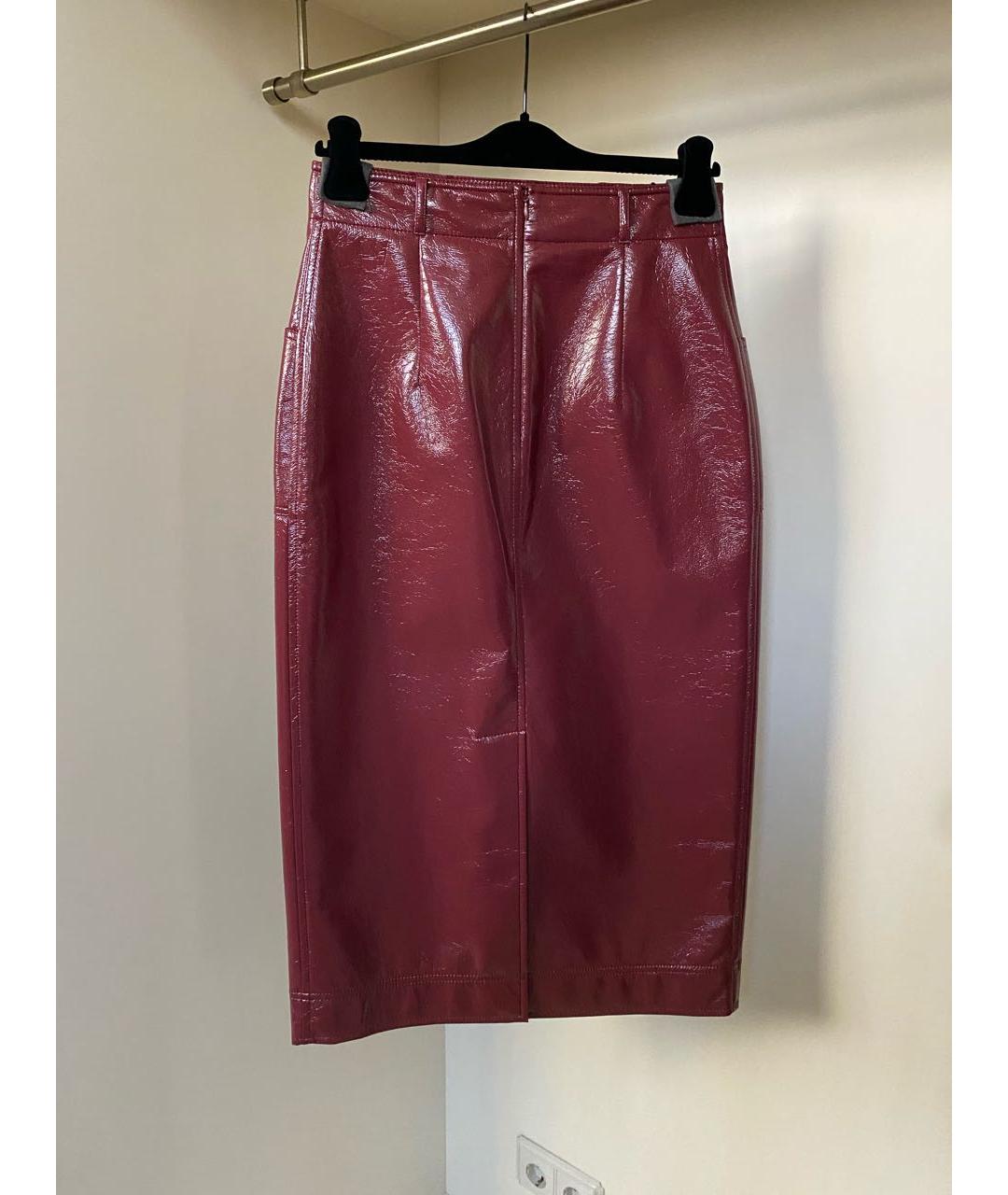 PHILOSOPHY DI LORENZO SERAFINI Бордовая полиуретановая юбка макси, фото 7