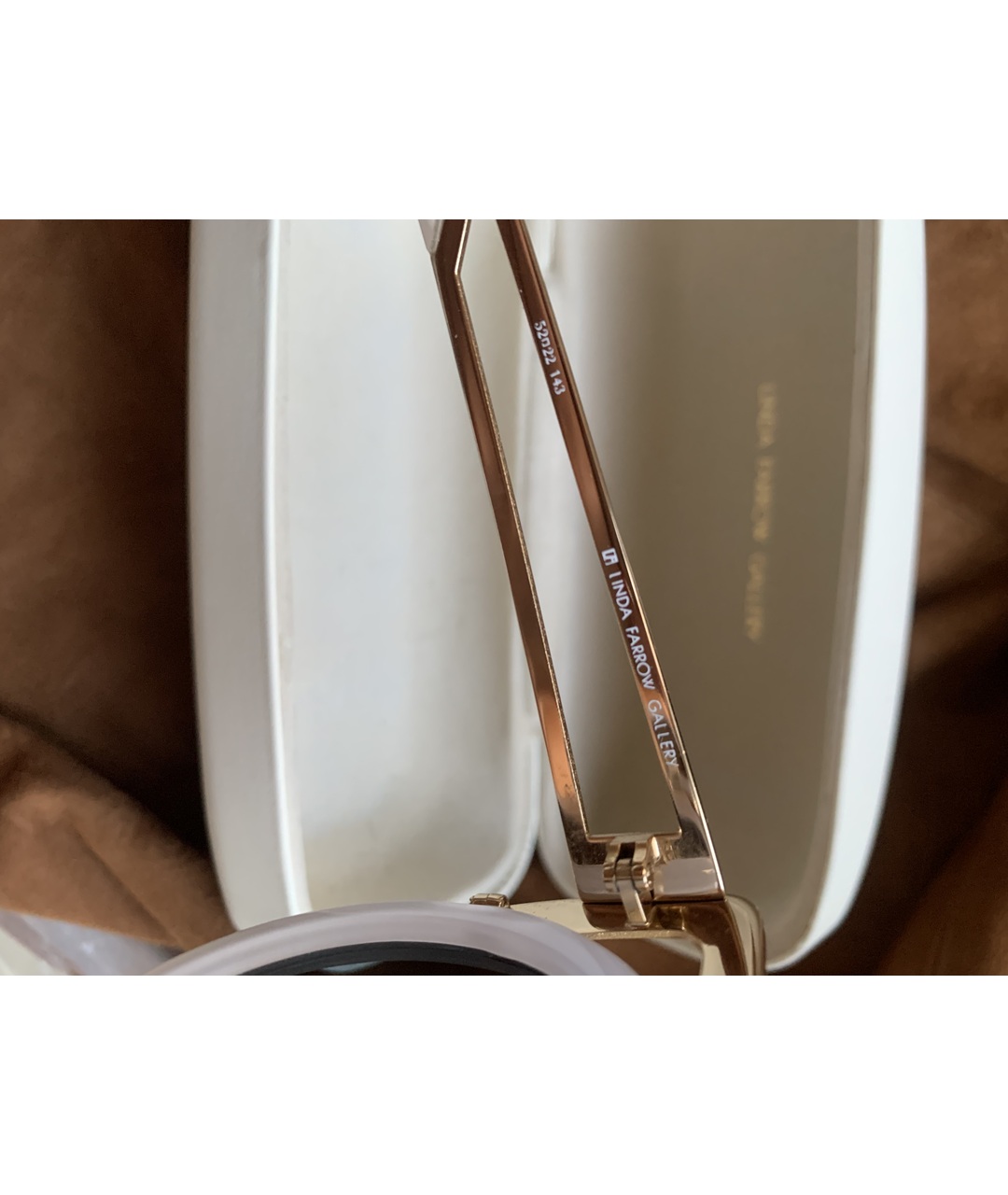LINDA FARROW Белые металлические солнцезащитные очки, фото 7