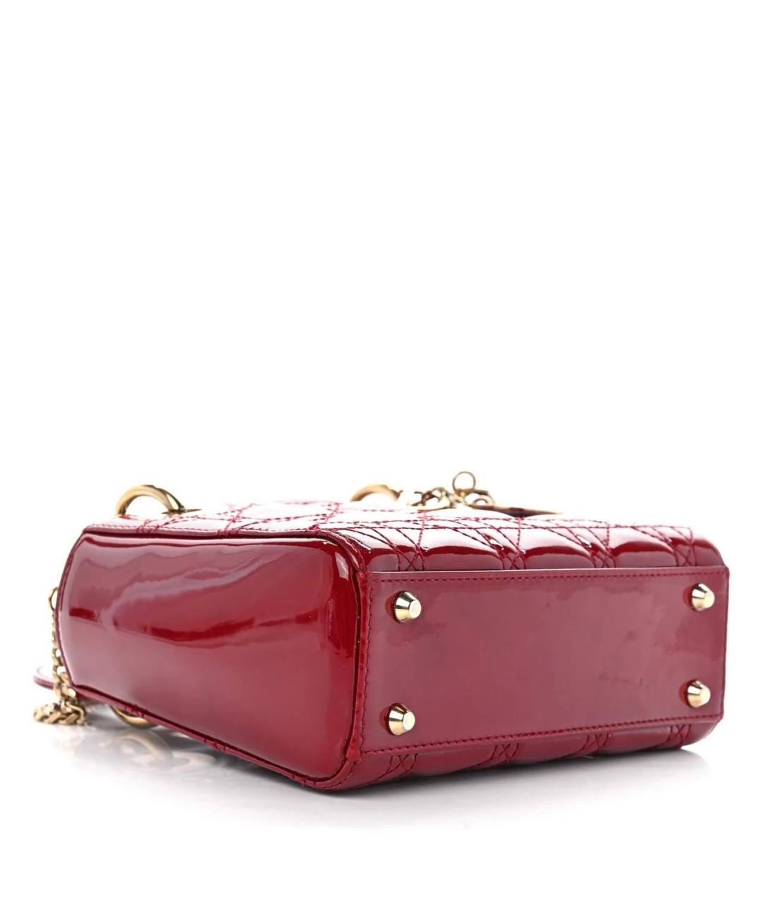 CHRISTIAN DIOR Красная сумка с короткими ручками из лакированной кожи, фото 3