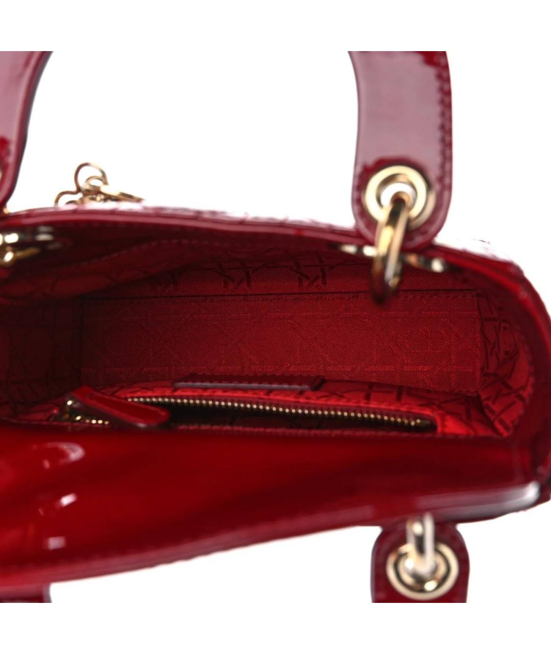 CHRISTIAN DIOR Красная сумка с короткими ручками из лакированной кожи, фото 4