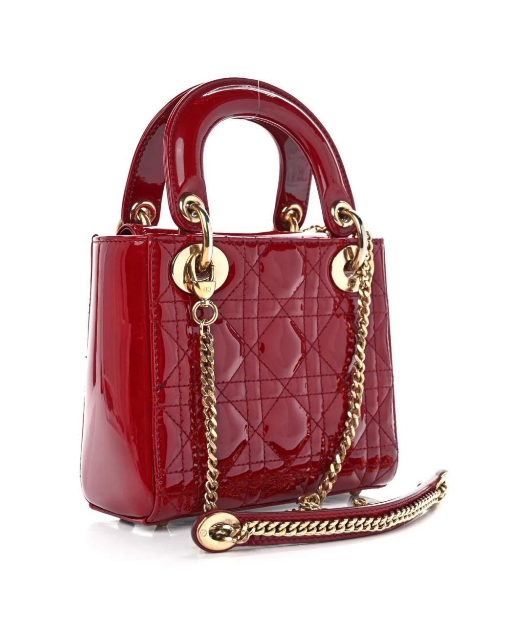 CHRISTIAN DIOR Красная сумка с короткими ручками из лакированной кожи, фото 2