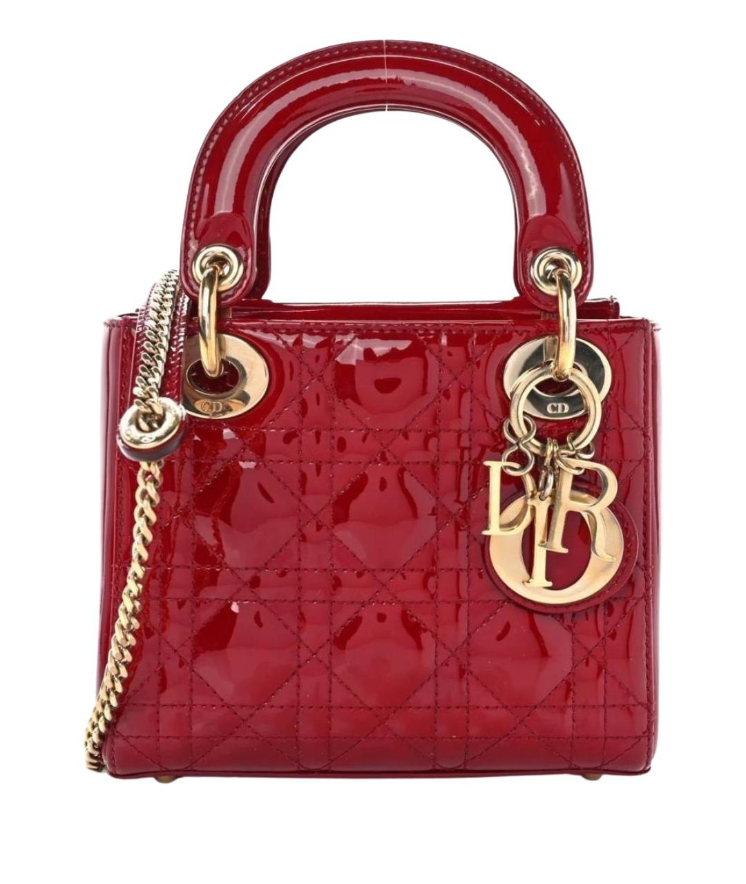 CHRISTIAN DIOR Красная сумка с короткими ручками из лакированной кожи, фото 1