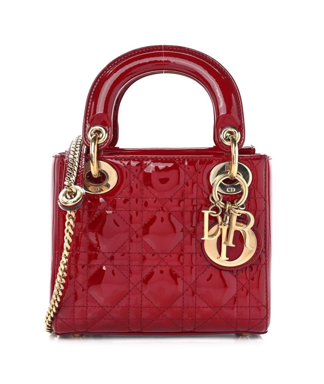 CHRISTIAN DIOR Красная сумка с короткими ручками из лакированной кожи, фото 8