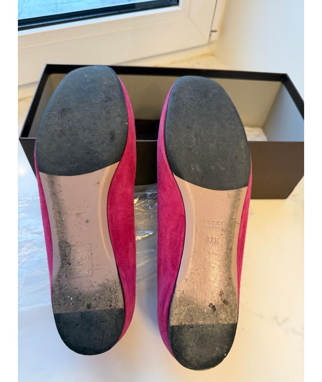 GUCCI Фуксия замшевые балетки, фото 5