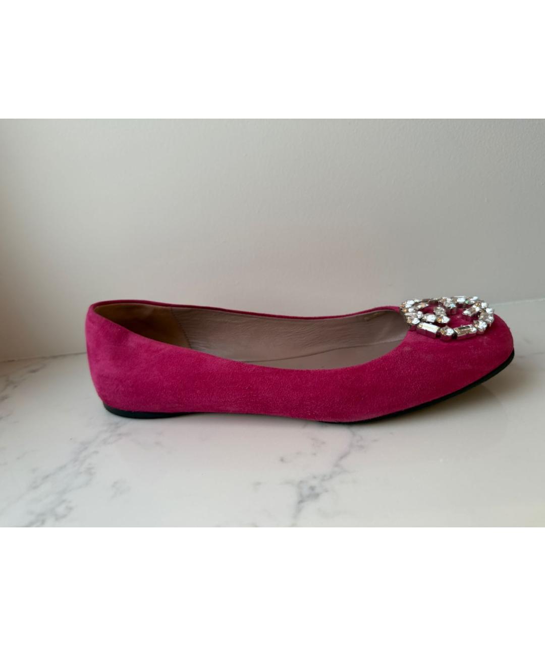GUCCI Фуксия замшевые балетки, фото 6