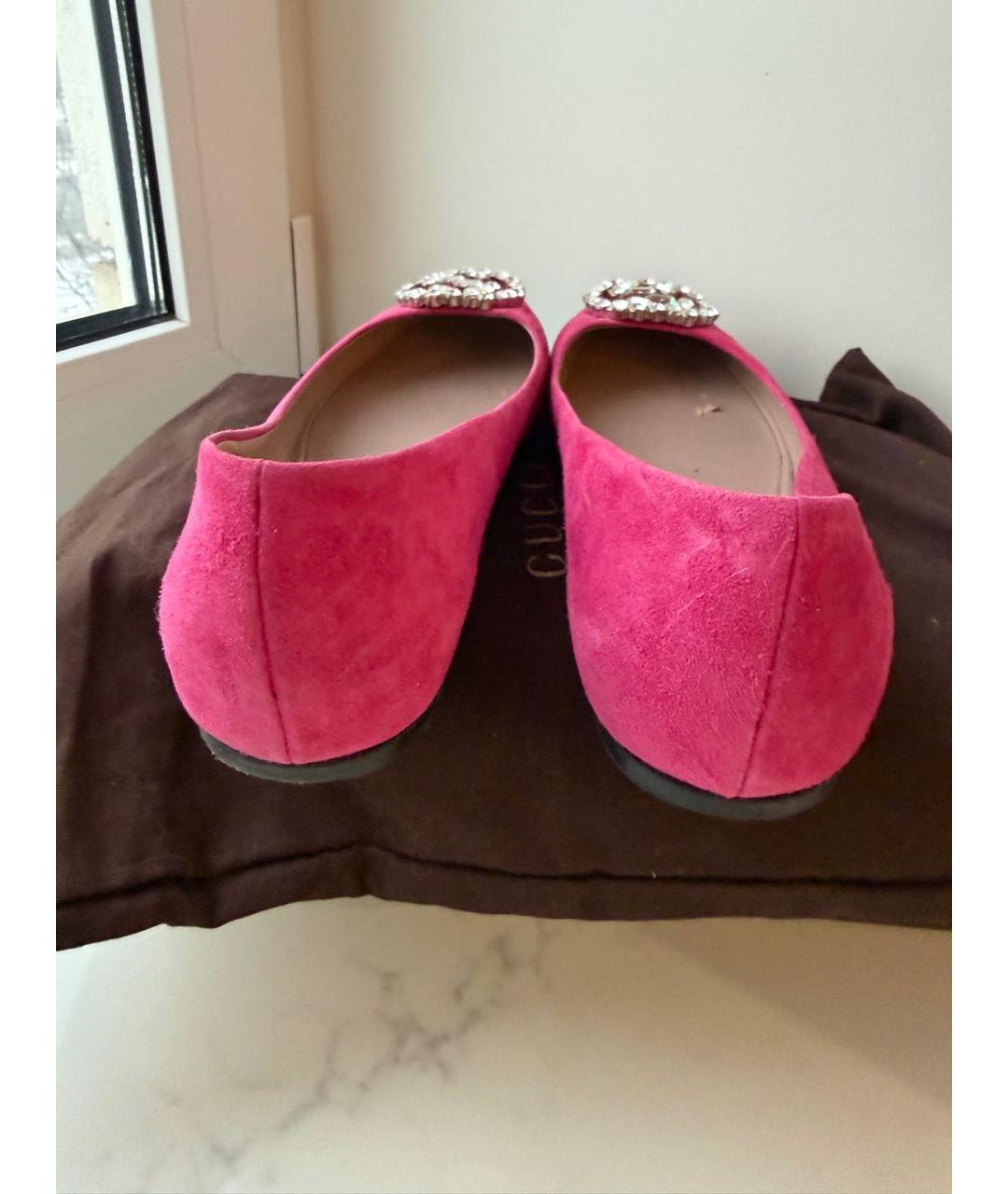 GUCCI Фуксия замшевые балетки, фото 4