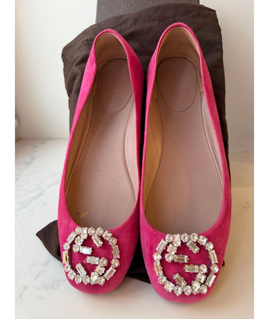 GUCCI Фуксия замшевые балетки, фото 2