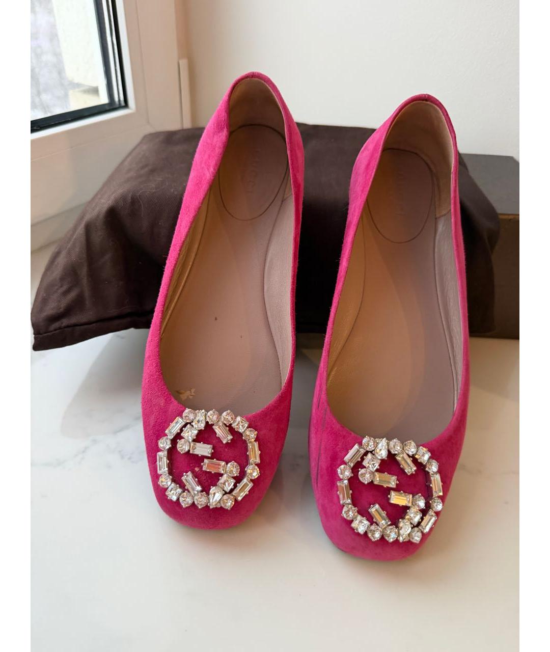 GUCCI Фуксия замшевые балетки, фото 3