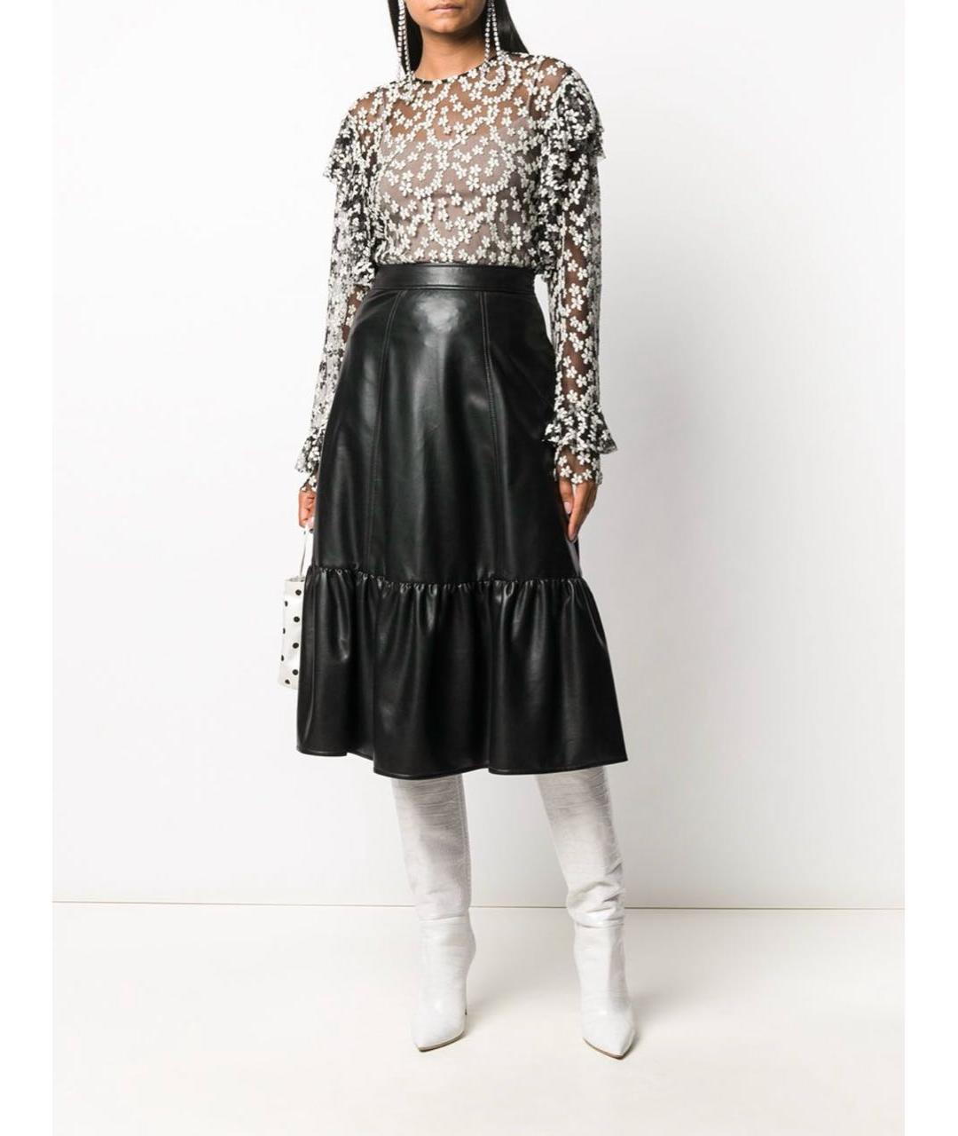 PHILOSOPHY DI LORENZO SERAFINI Черная полиэстеровая юбка миди, фото 2