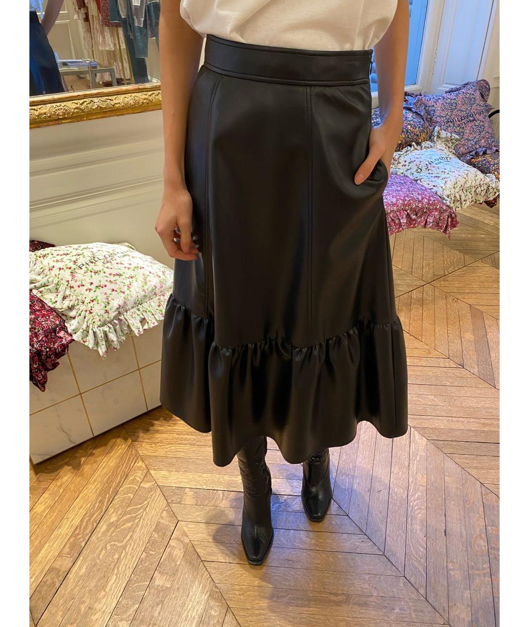 PHILOSOPHY DI LORENZO SERAFINI Черная полиэстеровая юбка миди, фото 7