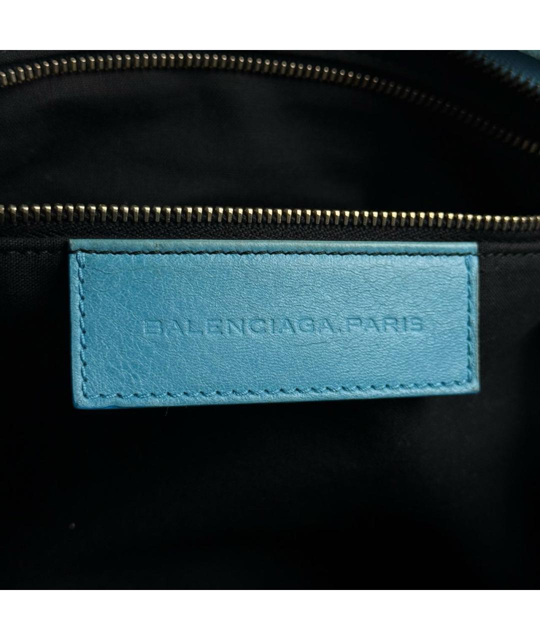 BALENCIAGA Голубая кожаная сумка с короткими ручками, фото 7
