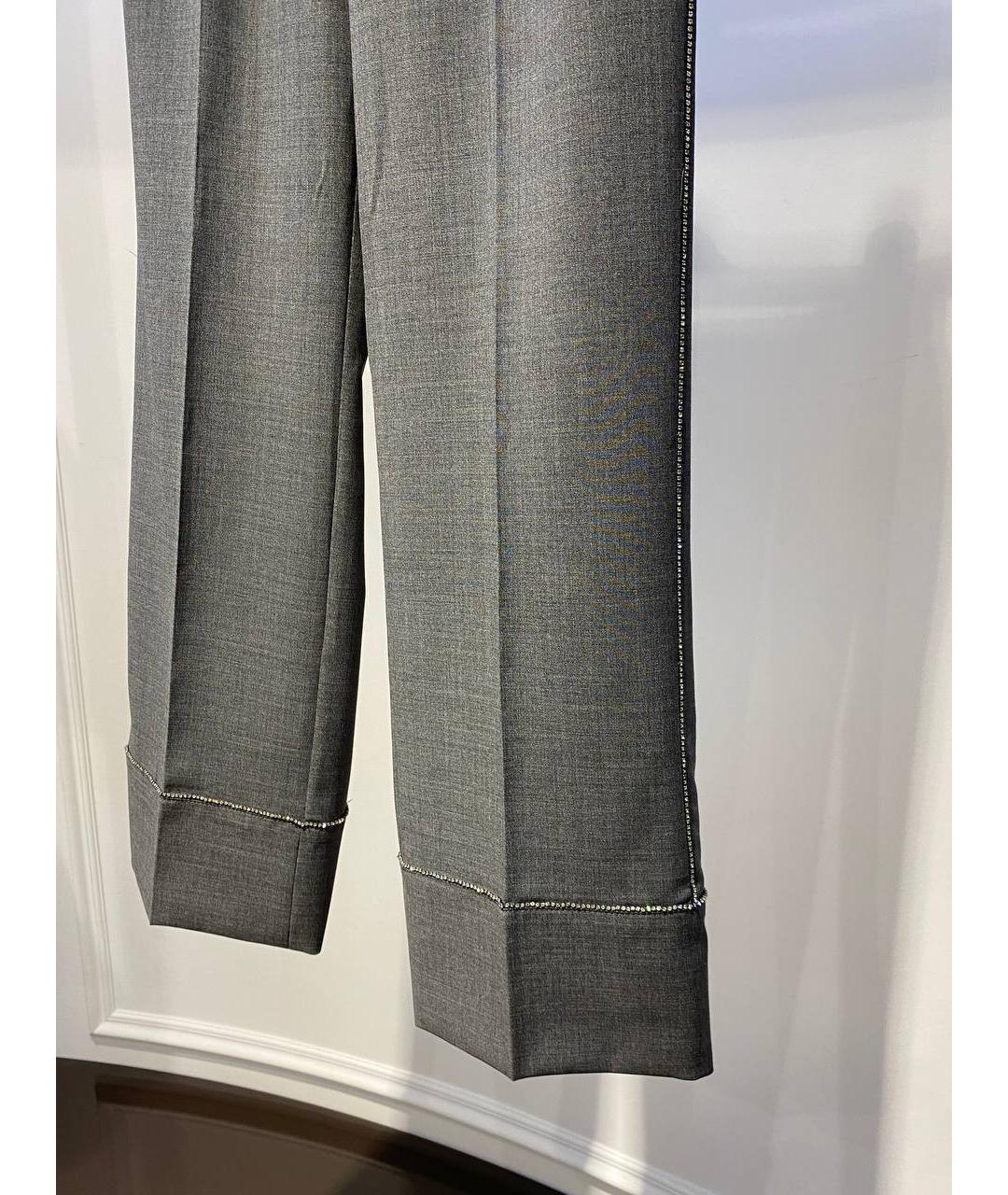 NO. 21 Серые шерстяные прямые брюки, фото 3