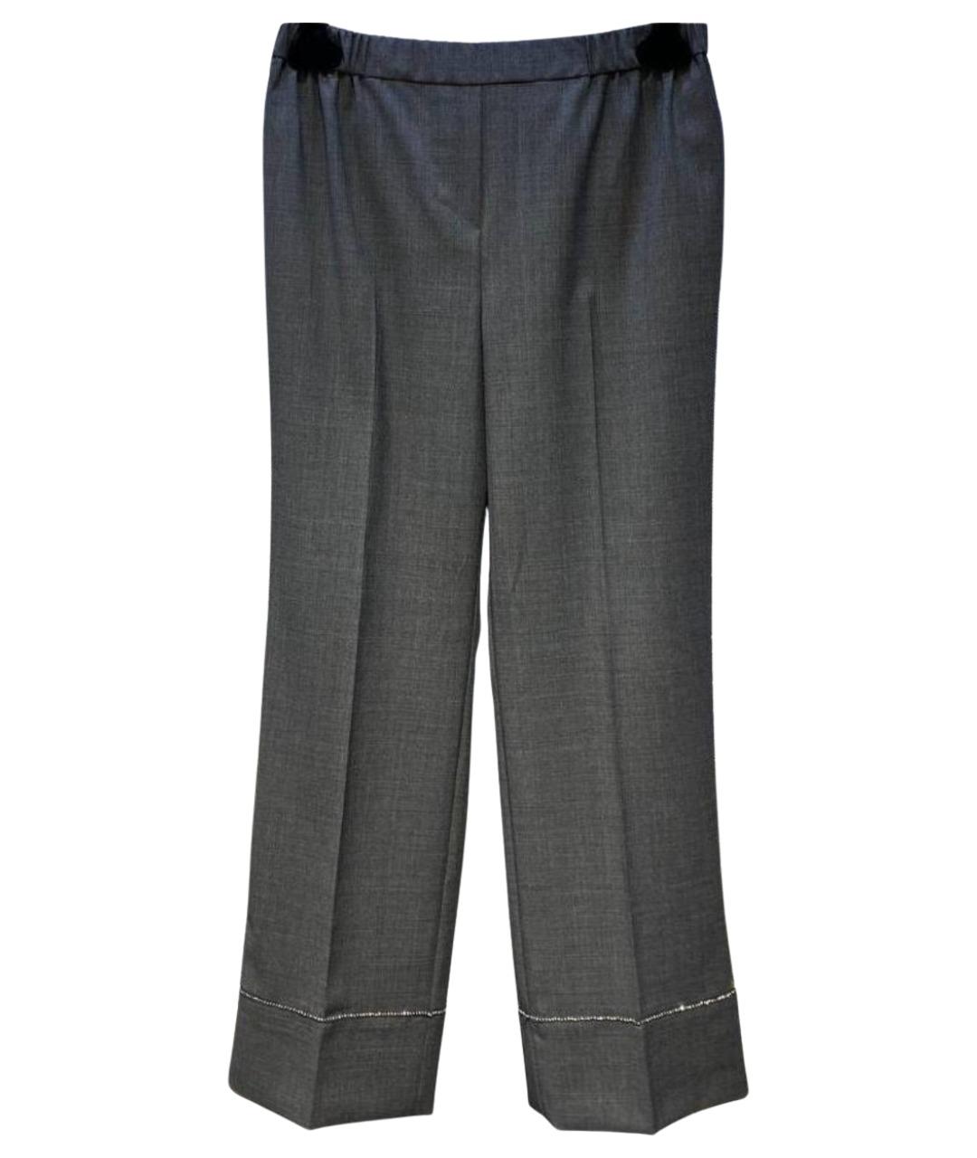 NO. 21 Серые шерстяные прямые брюки, фото 1