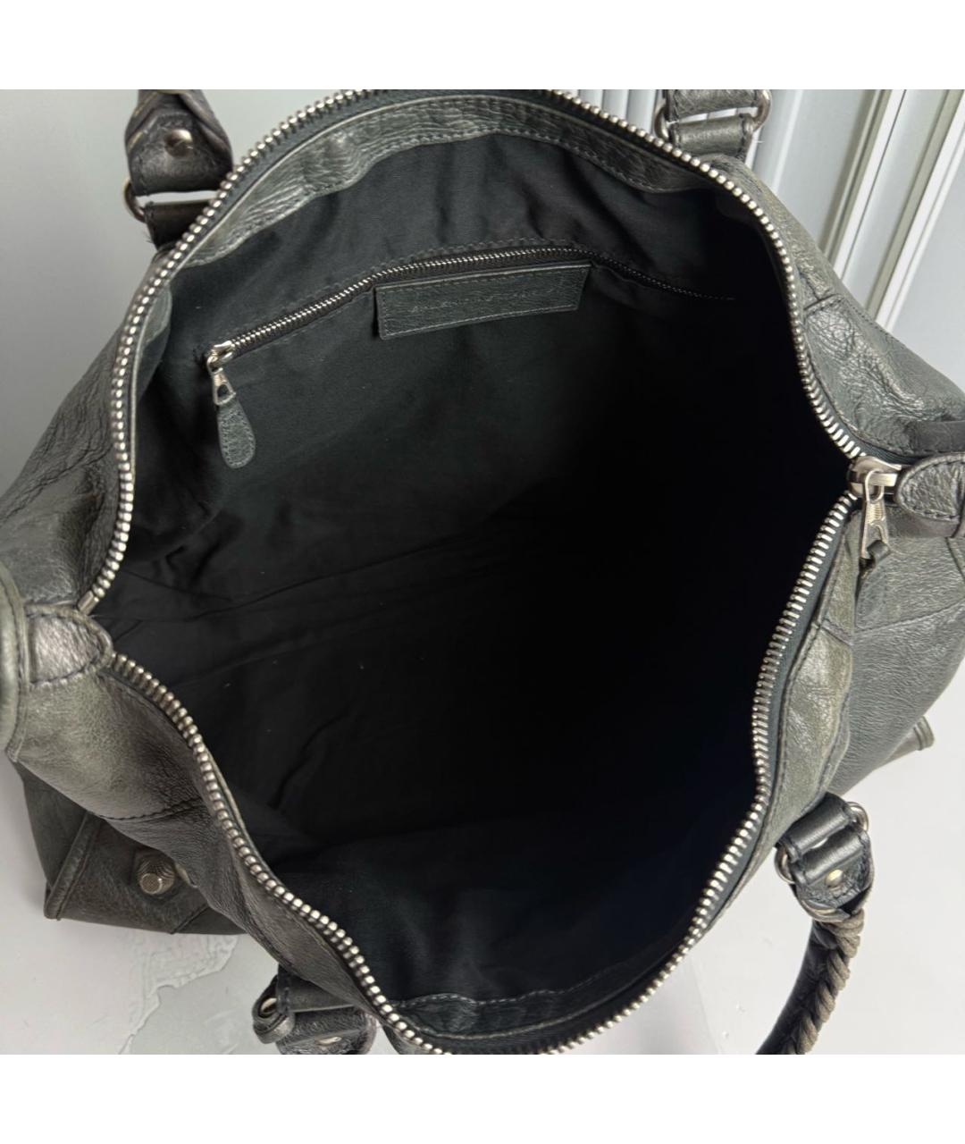 BALENCIAGA Антрацитовая кожаная сумка тоут, фото 8