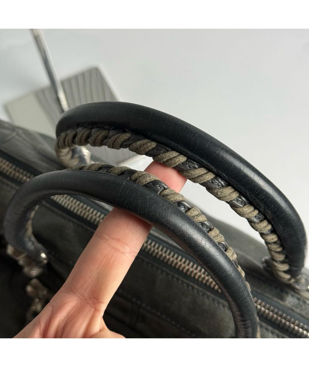 BALENCIAGA Антрацитовая кожаная сумка тоут, фото 6