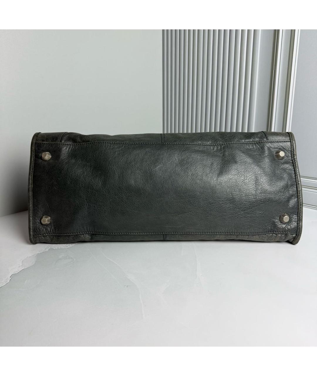 BALENCIAGA Антрацитовая кожаная сумка тоут, фото 3