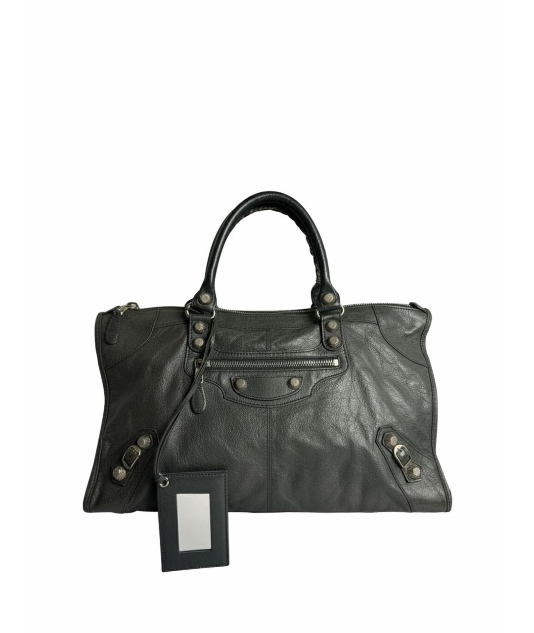 BALENCIAGA Антрацитовая кожаная сумка тоут, фото 1