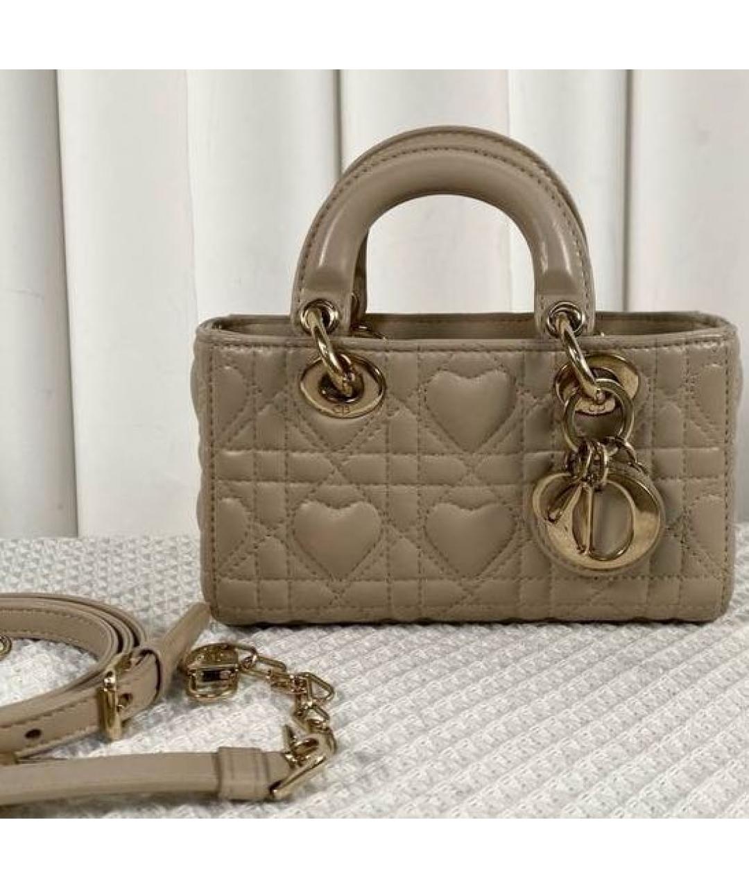 CHRISTIAN DIOR Бежевая кожаная сумка с короткими ручками, фото 9