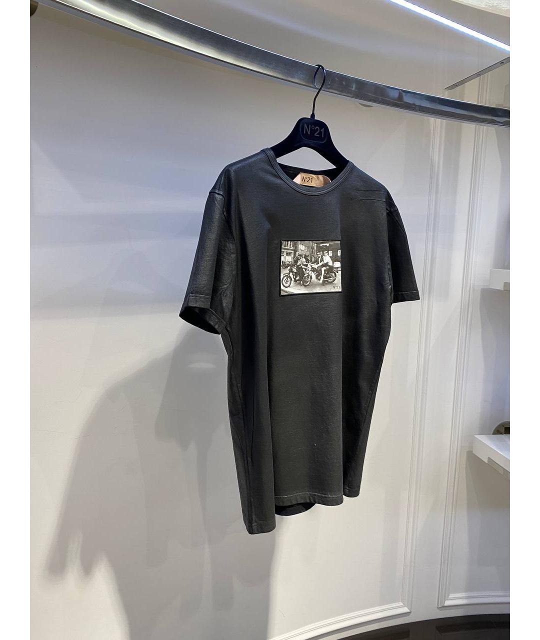 NO. 21 Черная хлопковая футболка, фото 2
