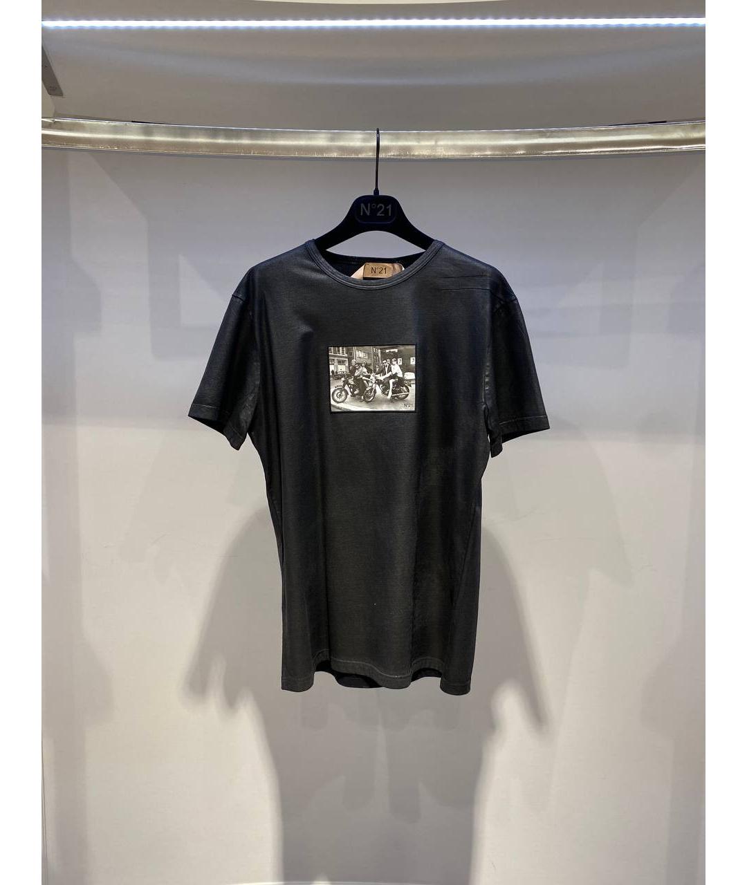 NO. 21 Черная хлопковая футболка, фото 4