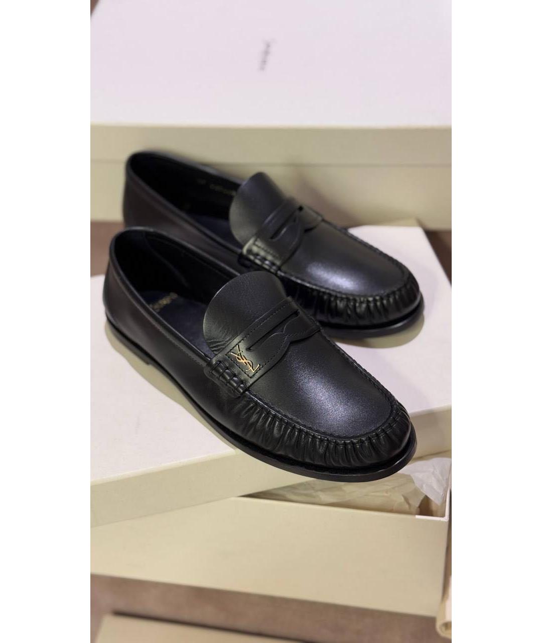 SAINT LAURENT Черные кожаные лоферы, фото 2