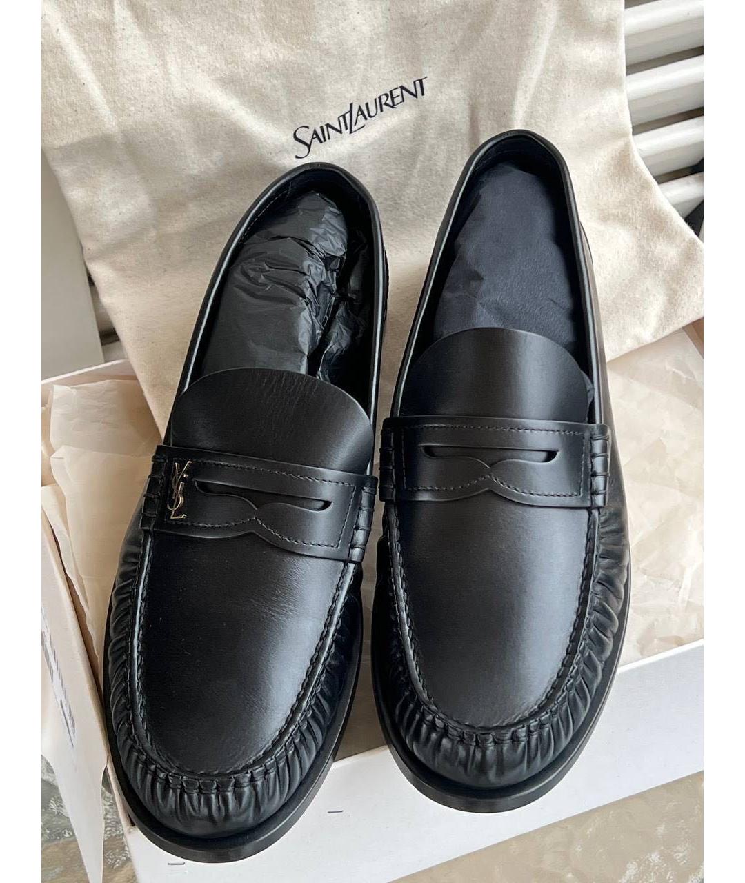 SAINT LAURENT Черные кожаные лоферы, фото 4