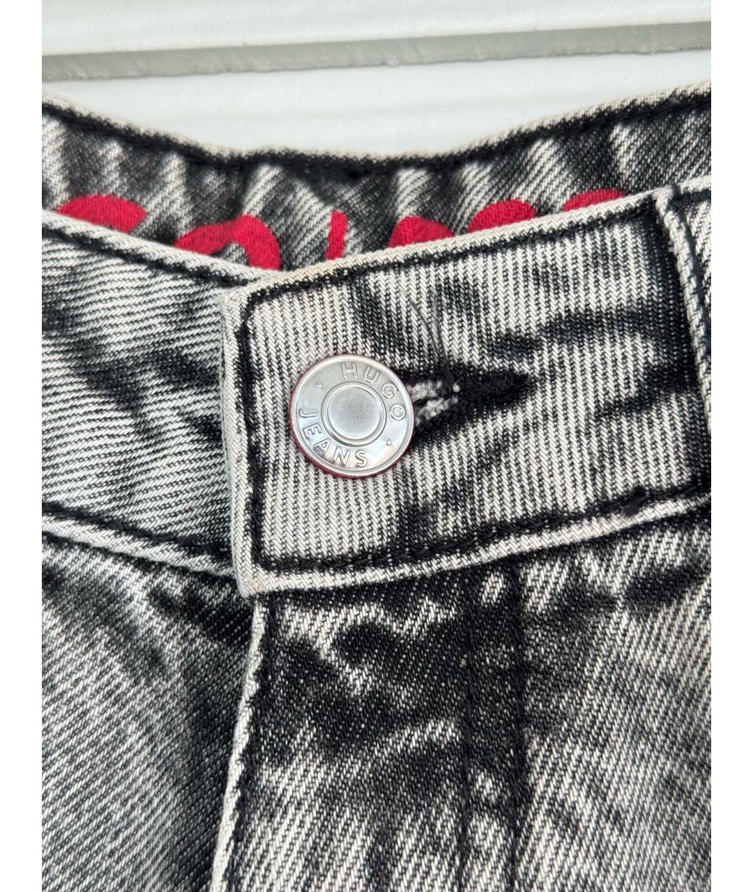 HUGO Антрацитовые хлопковые прямые джинсы, фото 3