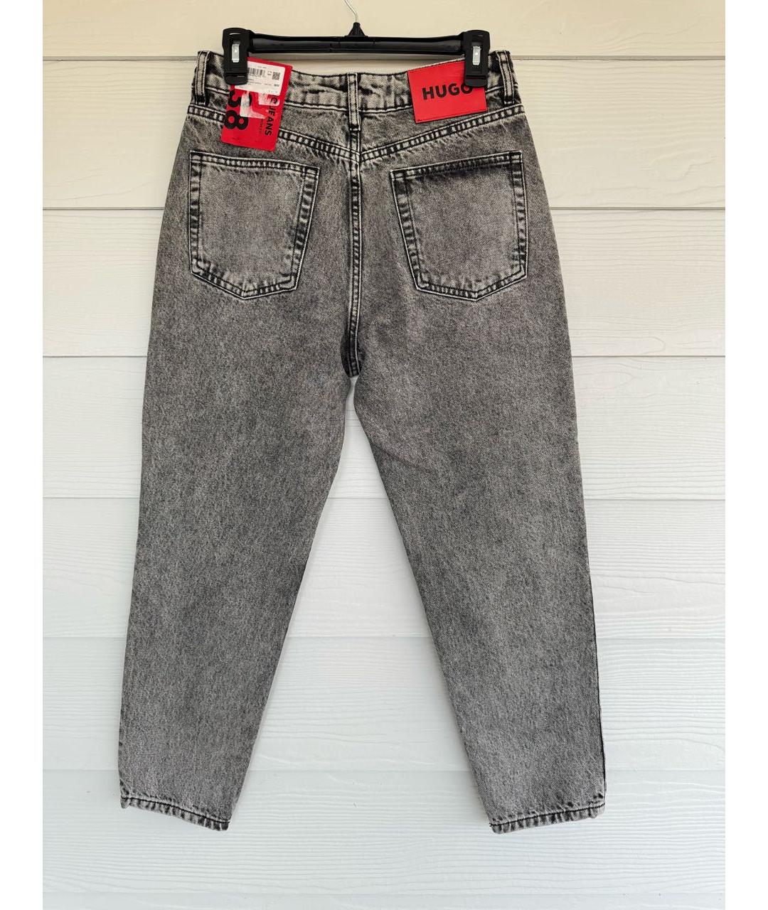 HUGO Антрацитовые хлопковые прямые джинсы, фото 8