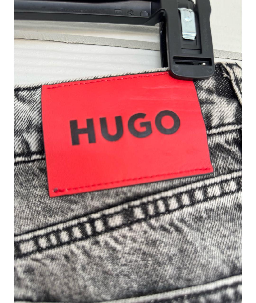 HUGO Антрацитовые хлопковые прямые джинсы, фото 5