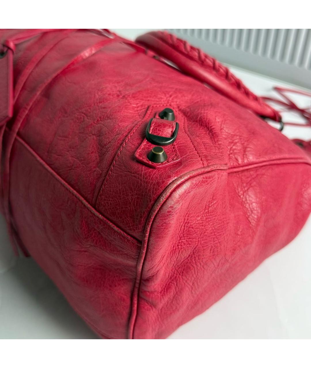 BALENCIAGA Красная кожаная сумка с короткими ручками, фото 6