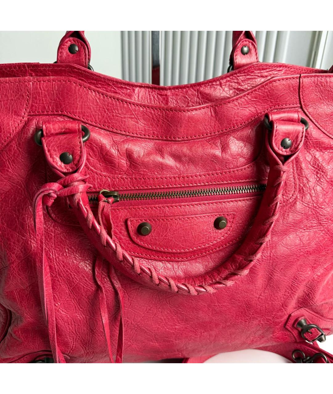 BALENCIAGA Красная кожаная сумка с короткими ручками, фото 4