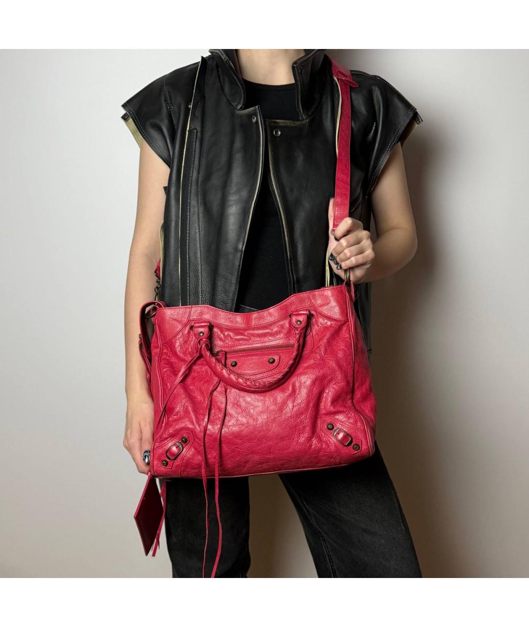 BALENCIAGA Красная кожаная сумка с короткими ручками, фото 8