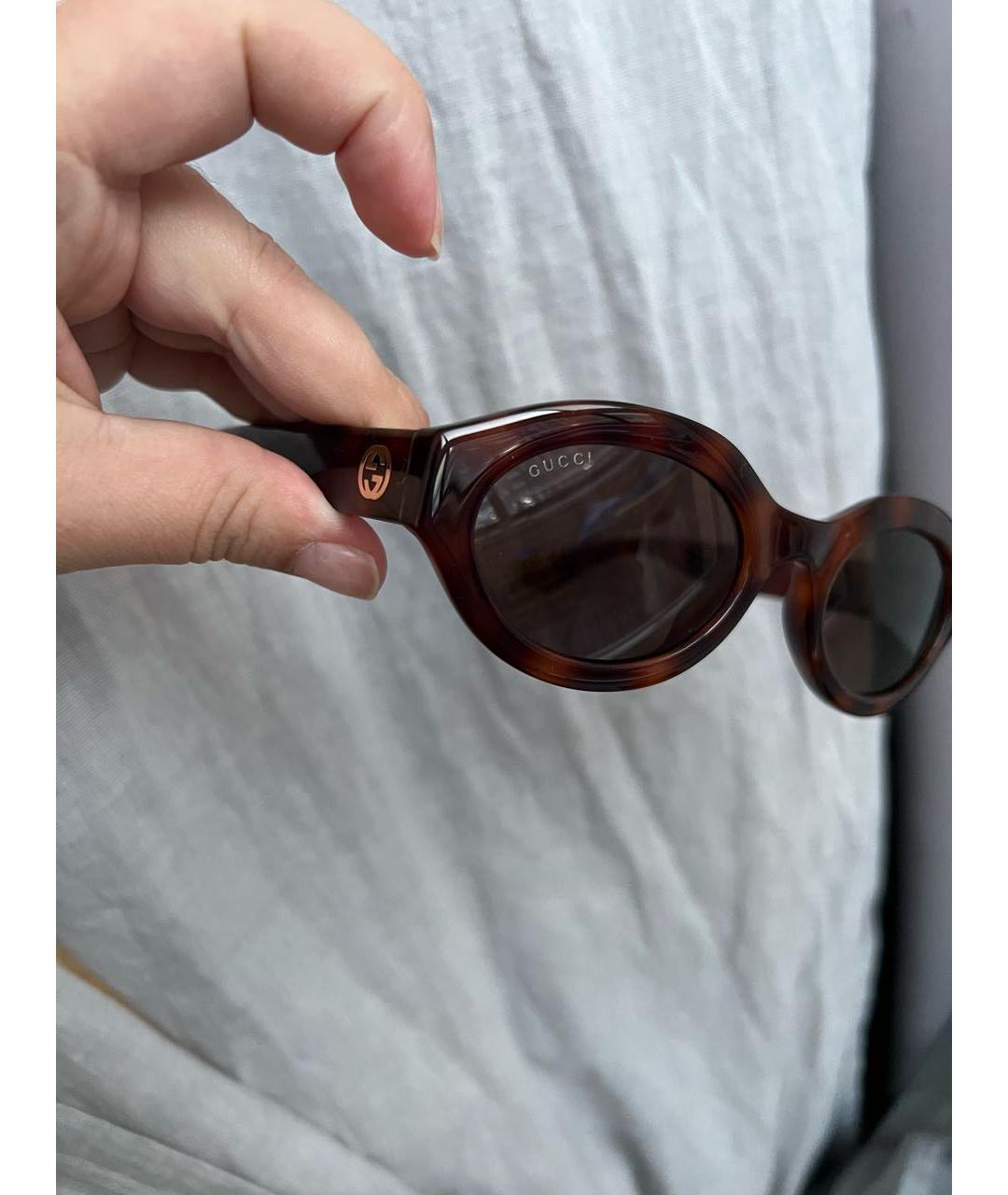 GUCCI Коричневые пластиковые солнцезащитные очки, фото 5