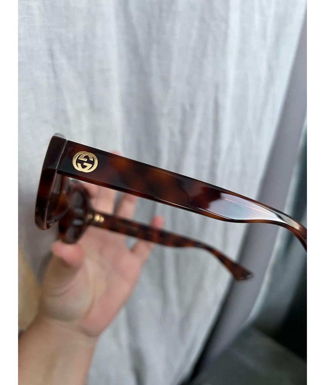 GUCCI Коричневые пластиковые солнцезащитные очки, фото 6