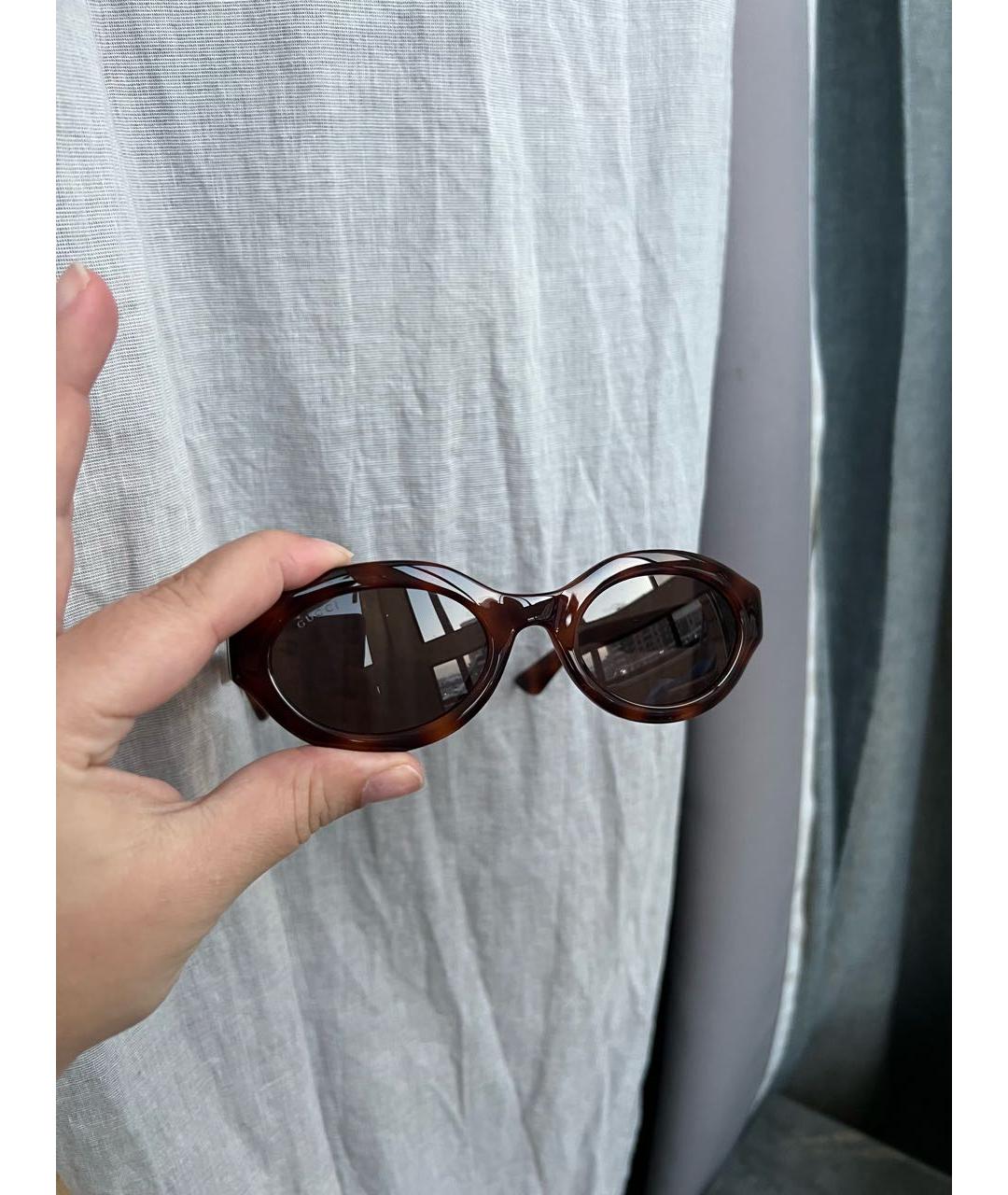 GUCCI Коричневые пластиковые солнцезащитные очки, фото 2