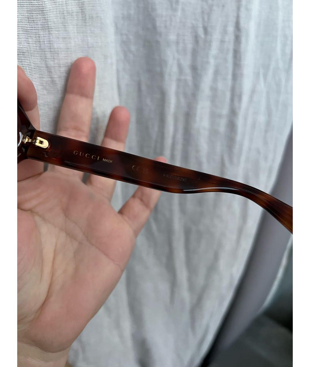 GUCCI Коричневые пластиковые солнцезащитные очки, фото 7