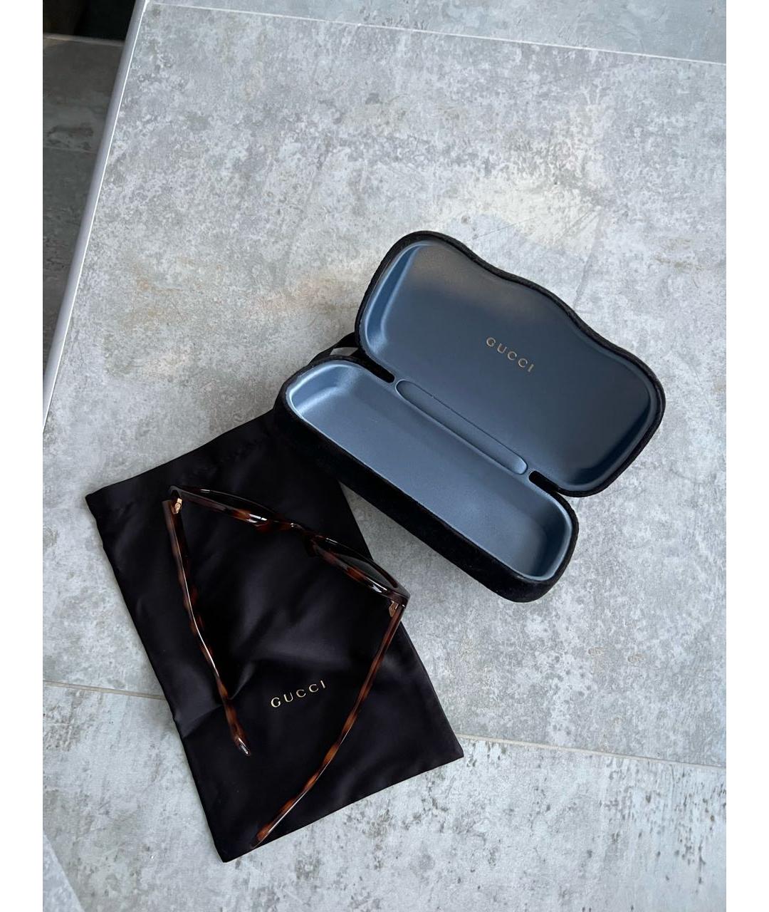 GUCCI Коричневые пластиковые солнцезащитные очки, фото 4