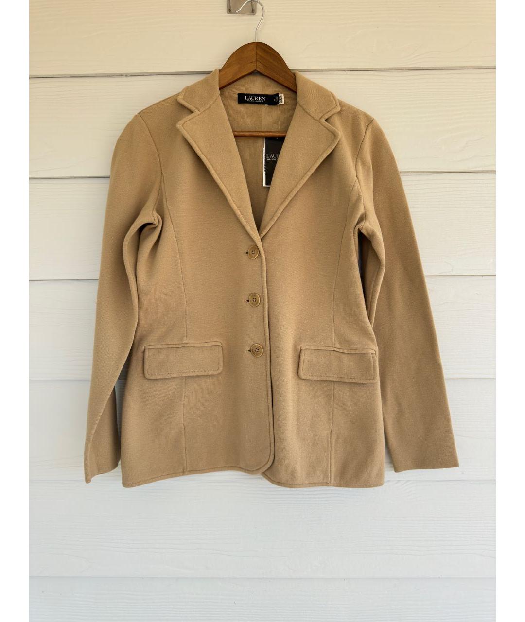 RALPH LAUREN Бежевый хлопковый жакет/пиджак, фото 9