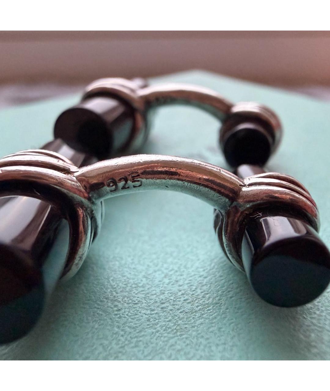 TIFFANY&CO Черные серебряные запонки, фото 8