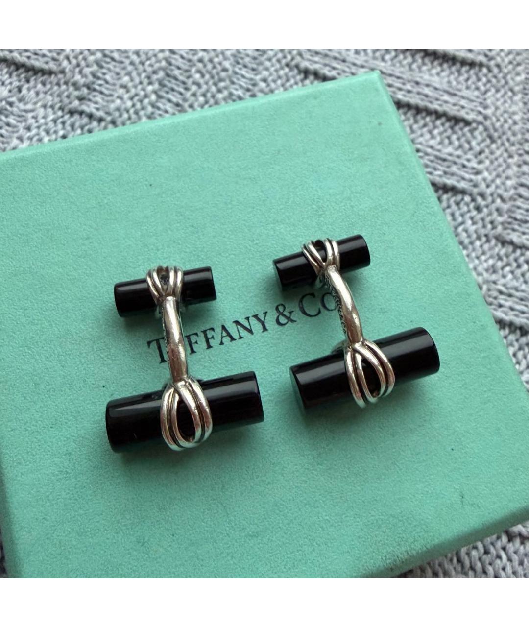 TIFFANY&CO Черные серебряные запонки, фото 2