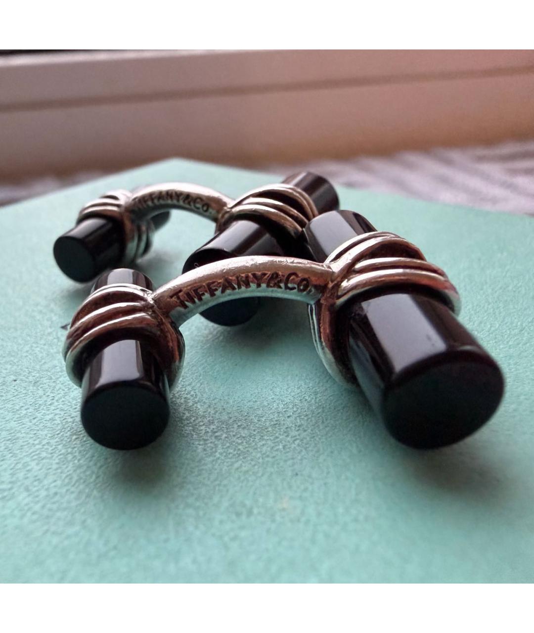 TIFFANY&CO Черные серебряные запонки, фото 6