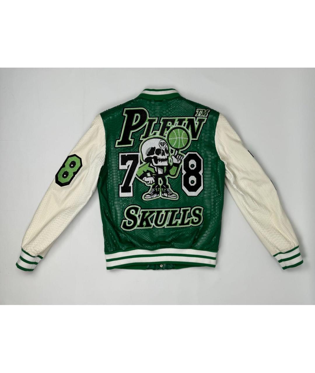 PHILIPP PLEIN Зеленая кожаная куртка, фото 2