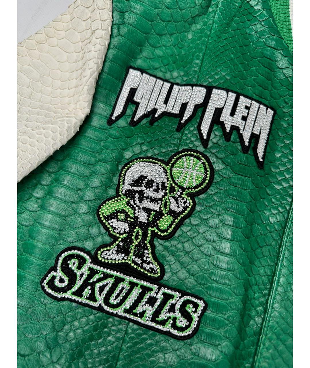 PHILIPP PLEIN Зеленая кожаная куртка, фото 3