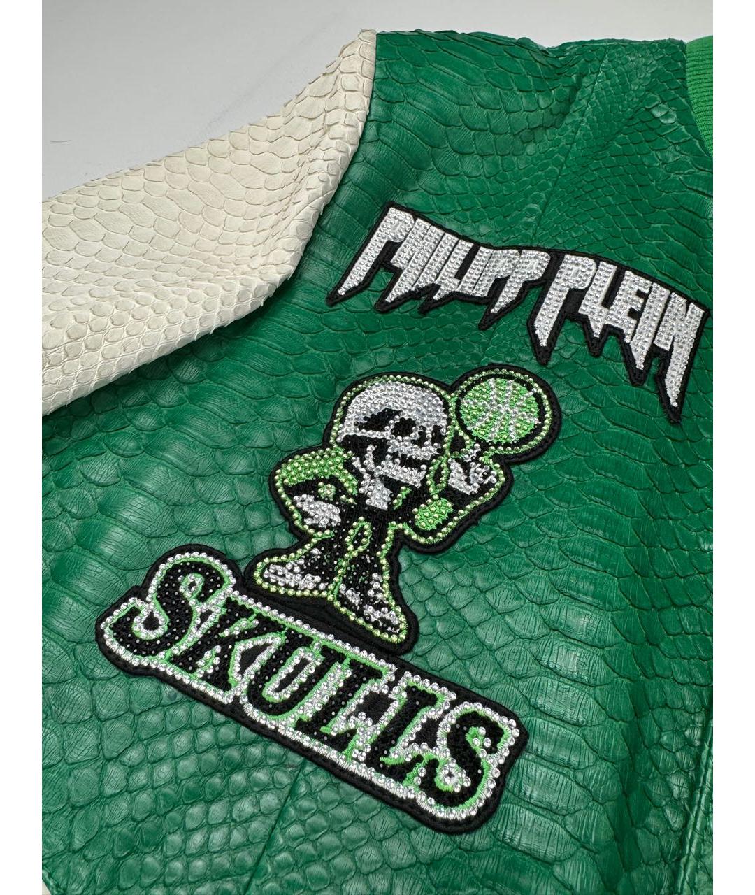 PHILIPP PLEIN Зеленая кожаная куртка, фото 6